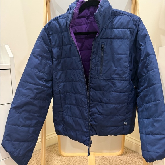KID by crewcuts boys reversible puffer coat blue and purple reversible XL - Picture 2 of 3